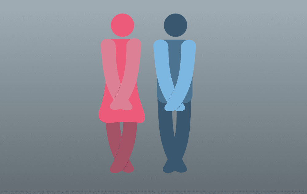 stick figure of woman and man with incontinence